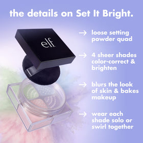 e.l.f. Set it Bright Powder Quad ouverte montrant les teintes