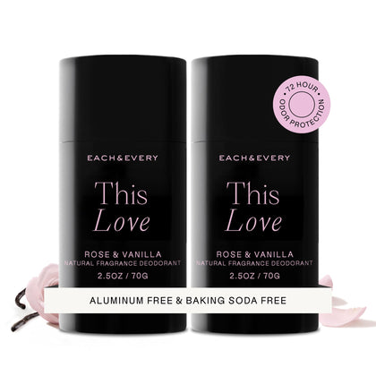 Each & Every Déodorant Naturel Vegan paquet de 2,5oz vue avant