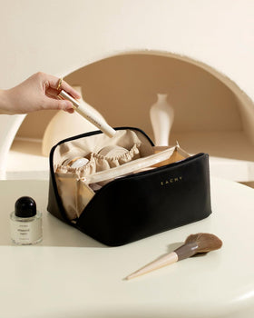 EACHY trousse de maquillage en cuir PU noir