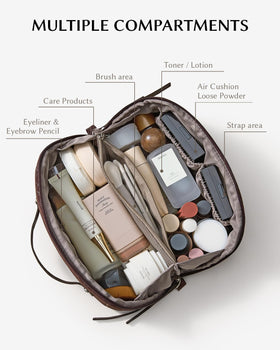 EACHY trousse de maquillage ouverte montrant les compartiments internes