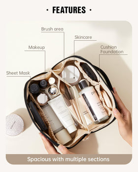 EACHY trousse ouverte avec produits de beauté à l'intérieur