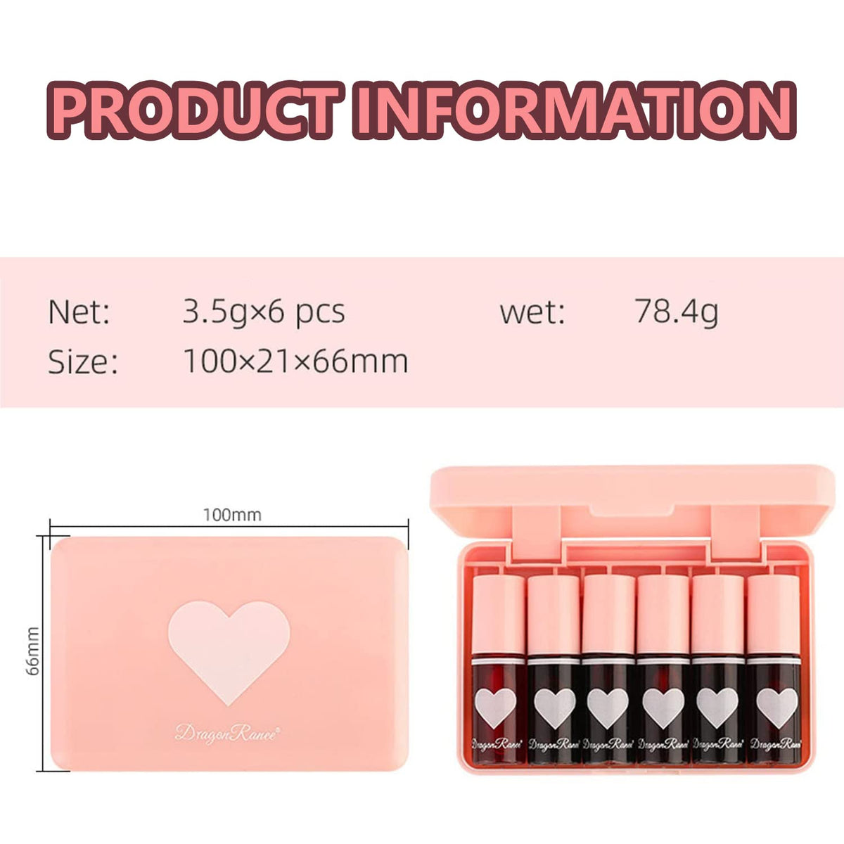 Eakroo Lip Tint 6 Couleurs avec packaging