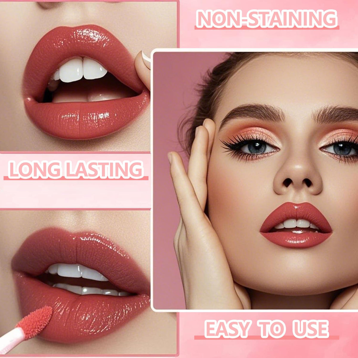 Eakroo Lip Tint teinte rouge avec application sur lèvres