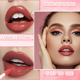 Eakroo Lip Tint teinte rouge avec application sur lèvres