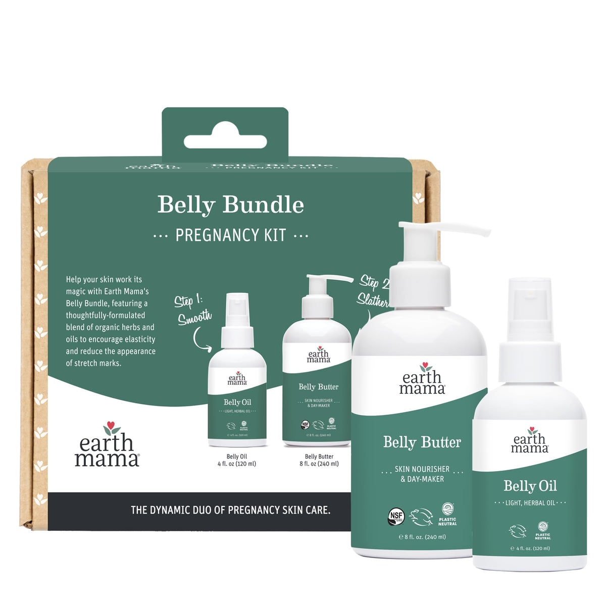 Earth Mama Kit de Soins pour le Ventre Beurre et Huile vue de face