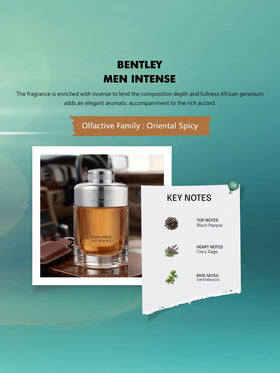 Eau de Parfum BENTLEY Intense posée sur une table