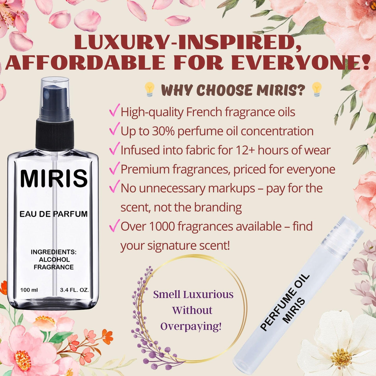 Eau de Parfum MIRIS 100 ml bouteille vue arrière