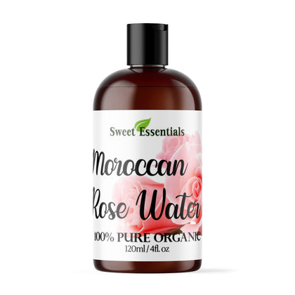 Eau de Rose Marocaine Sweet Essentials 118ml vue avant avec bouchon