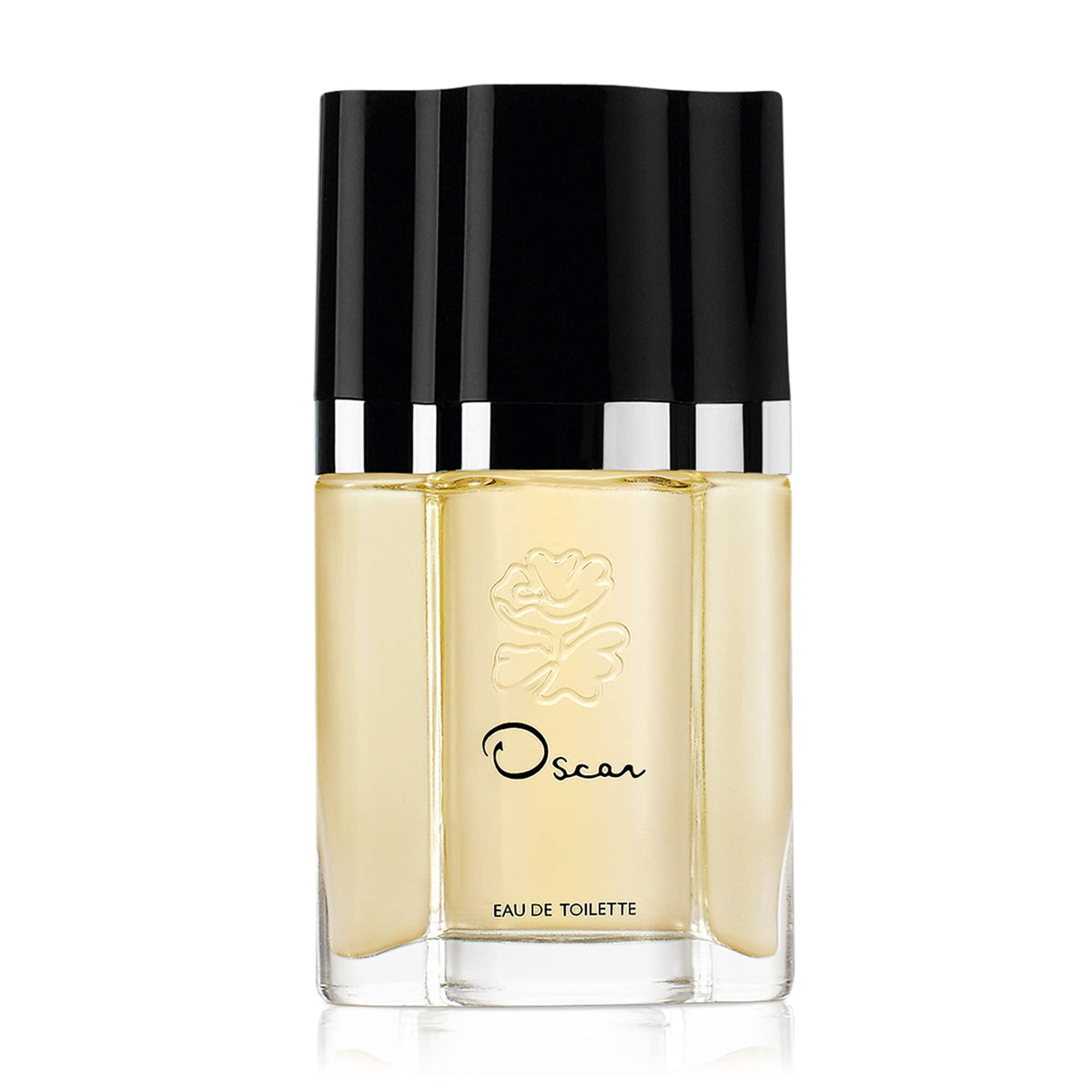 Eau de Toilette Oscar de la Renta avec fleurs en arrière-plan