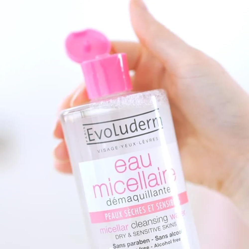 Eau Micellaire Evoluderm 540g avec bouchon ouvert