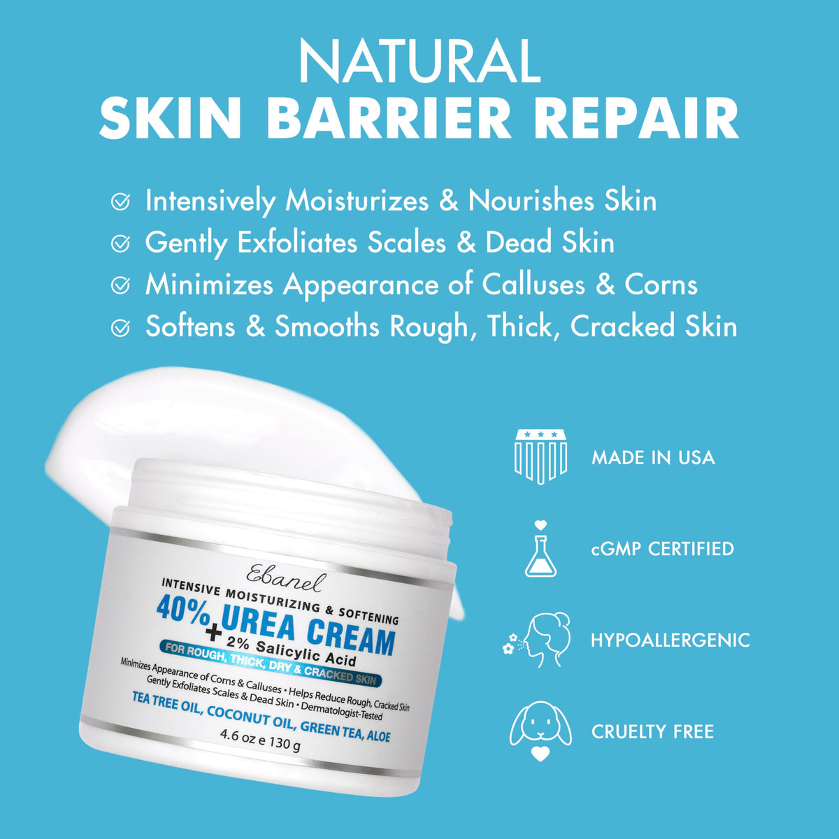 Ebanel Crème Urea 40% application sur pieds