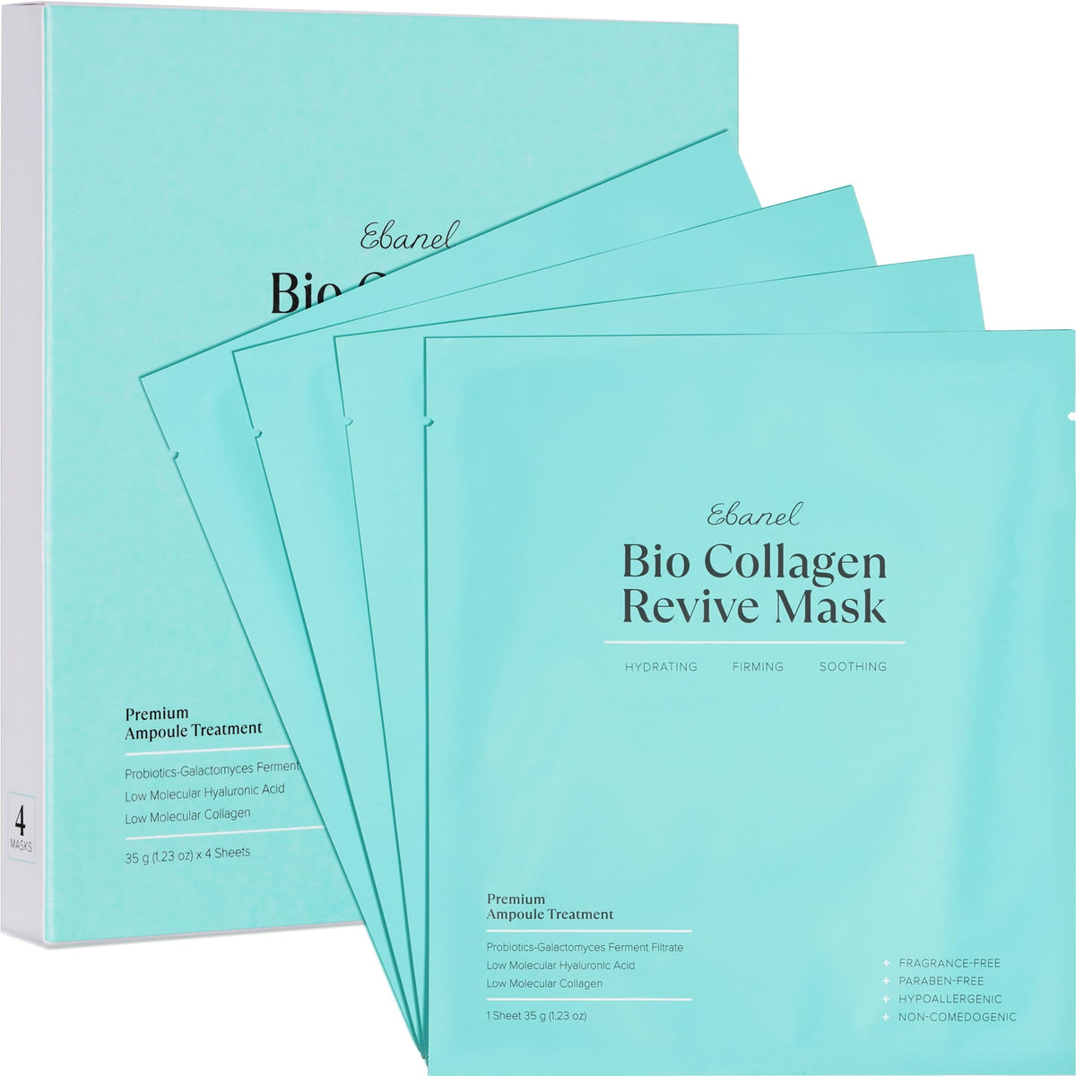 Ebanel Masque Visage Bio Collagène 4-Pack avec packaging