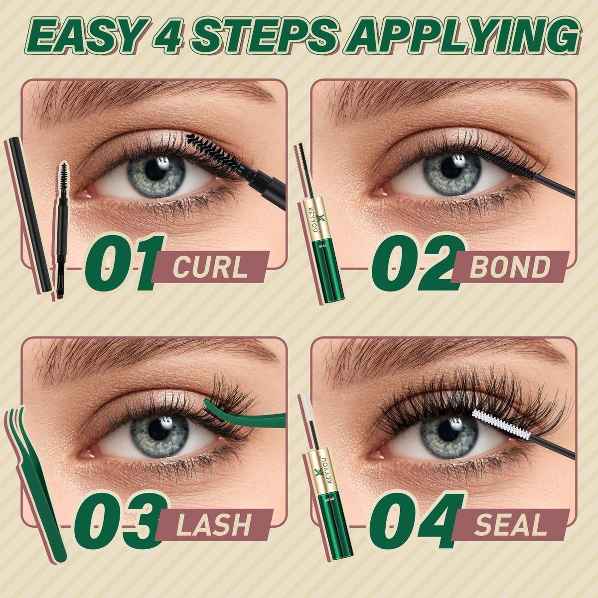 Échantillon de cils en grappes KEYYOU sur une main