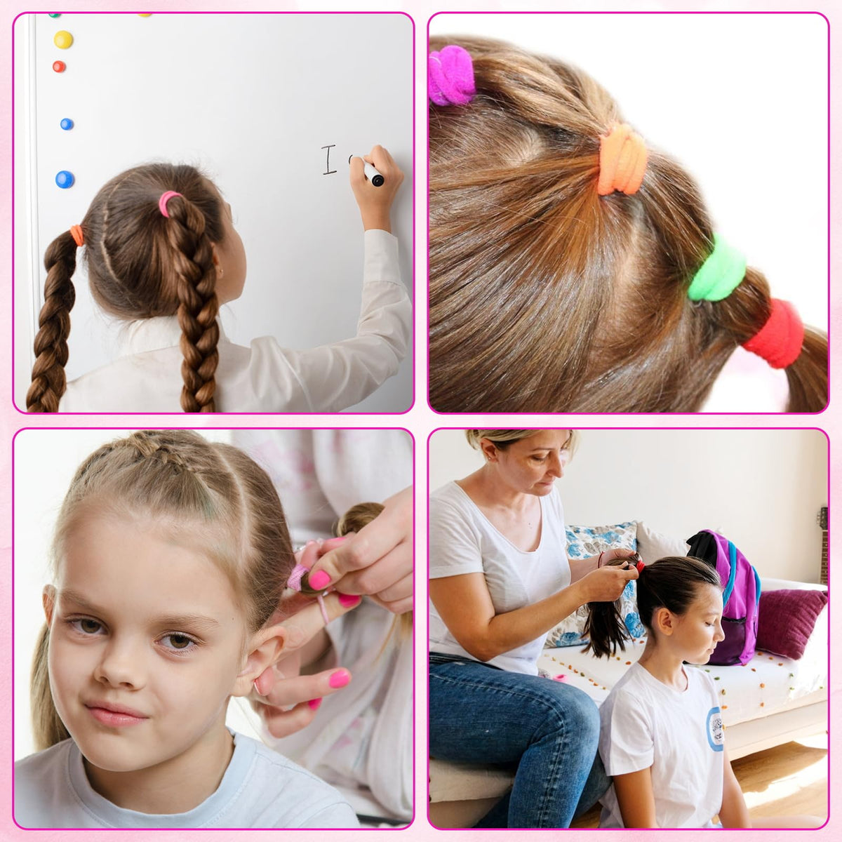Échantillon de coiffure réalisée avec les élastiques ZHEWTOEN