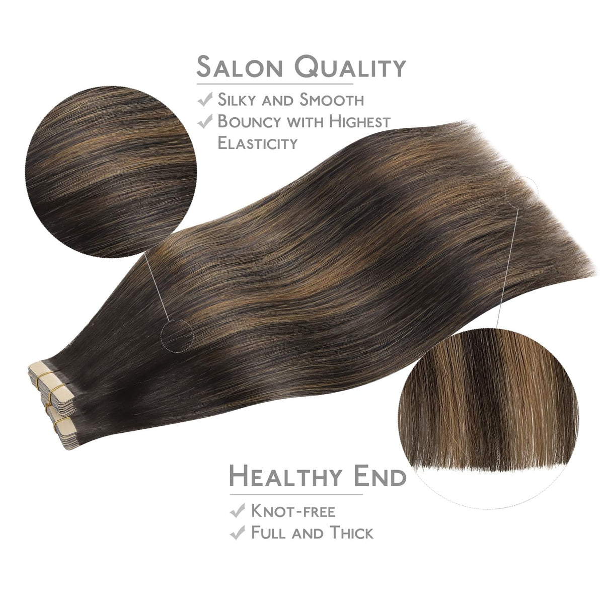 Échantillon de couleur brun foncé à châtaigne des extensions Wennalife