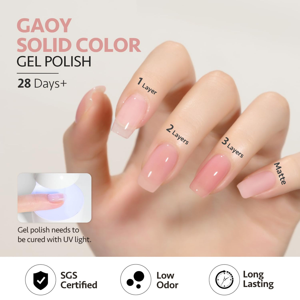Échantillon de vernis gel rose sur une palette
