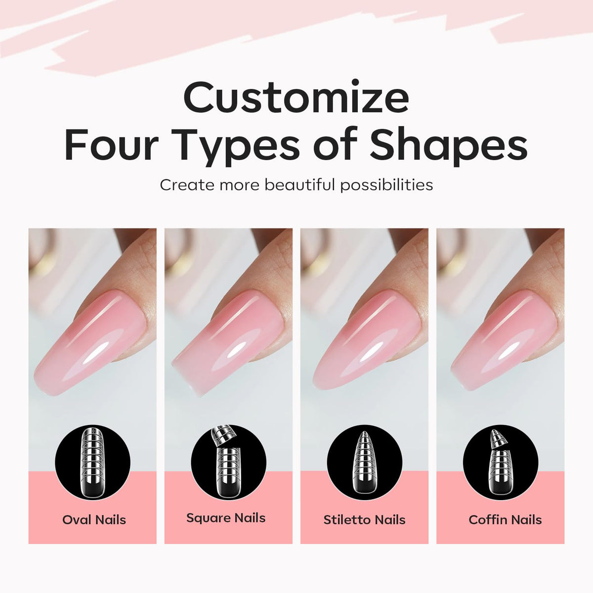 Echantillons d'ongles en gel réalisés avec le kit modelones