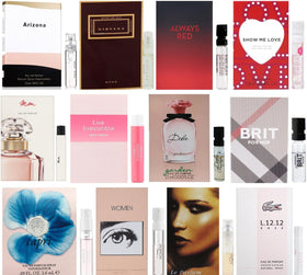 Échantillons de parfum de créateurs présentés sur une table