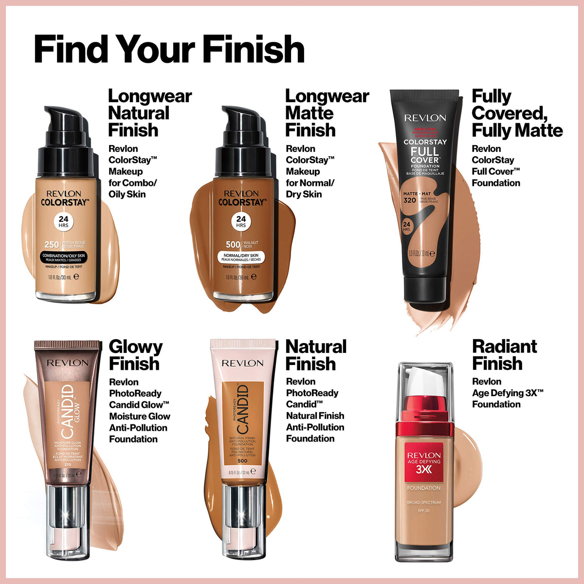 Échantillons des 15 teintes de fond de teint REVLON ColorStay