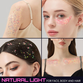 Éclat du gel pailleté rose sous lumière UV