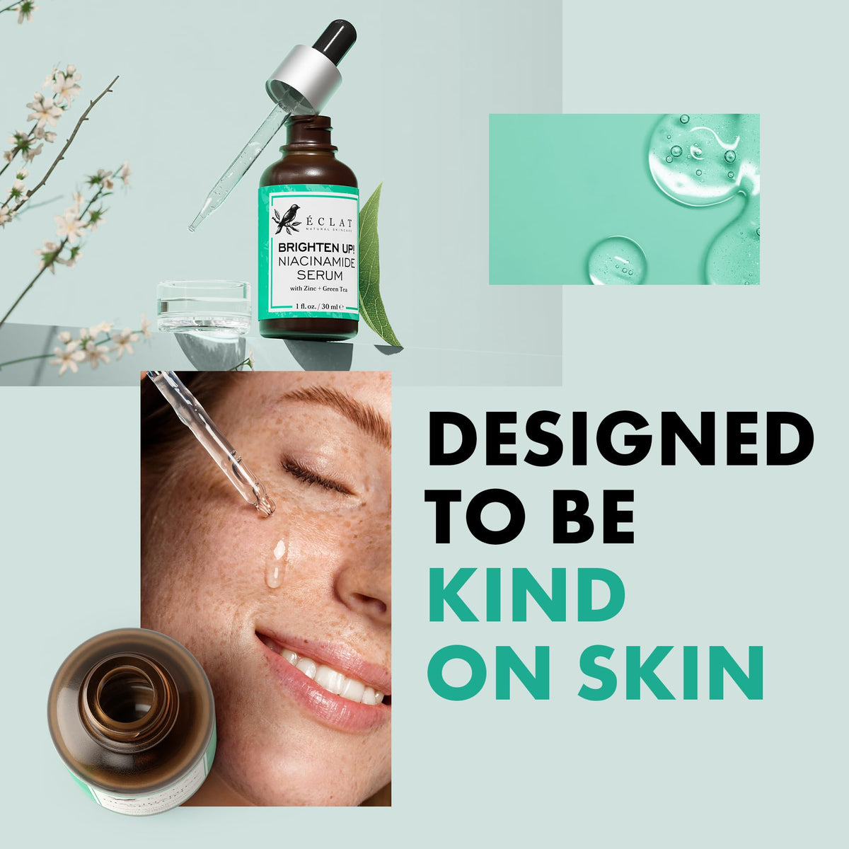 Eclat Skincare Sérum Niacinamide 12% avec accessoires de beauté