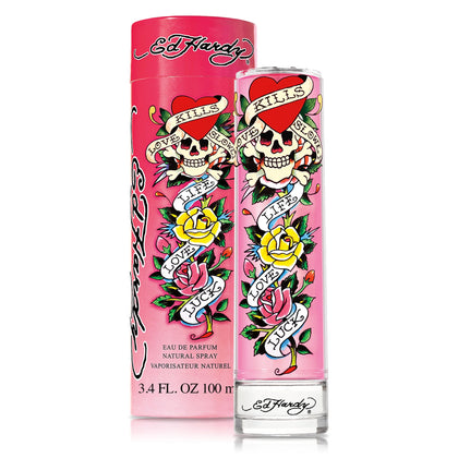 ED HARDY Eau de Parfum Femme 100 ml vue avant avec design coloré