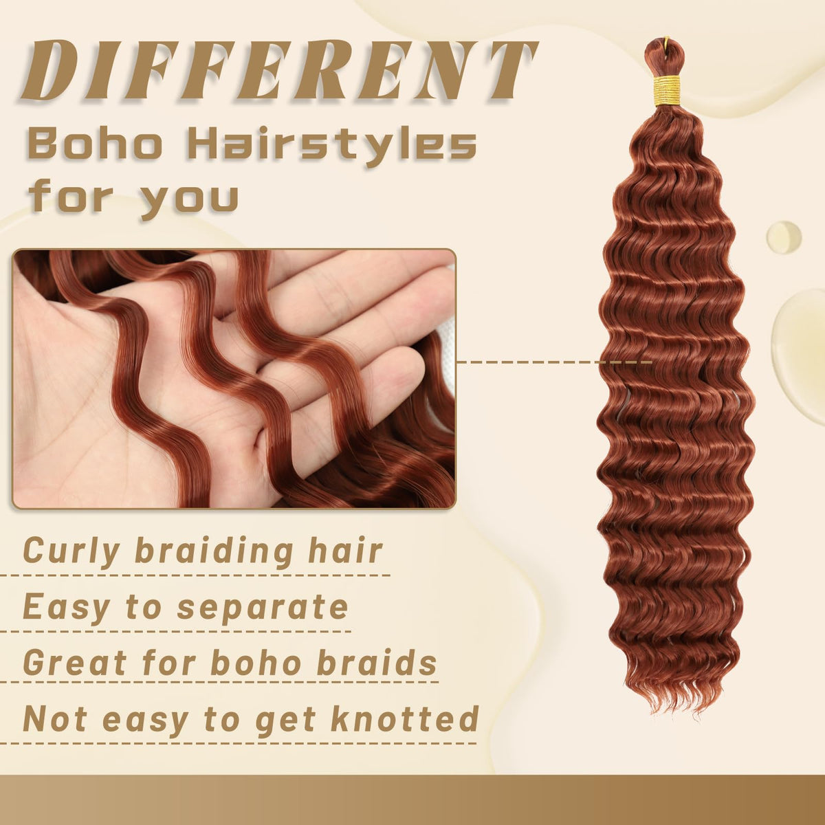 EERYA Cheveux Bouclés 18 Pouces Détail des ondulations