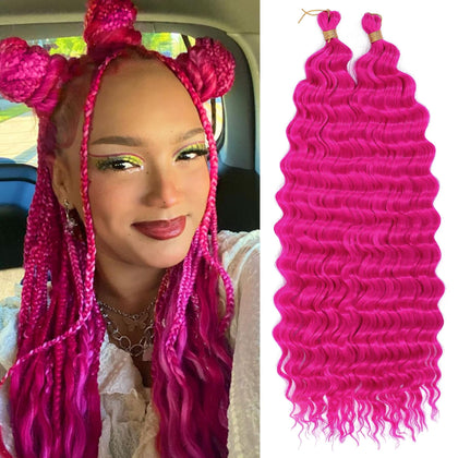 EERYA Cheveux Bouclés 18 Pouces Rose Magenta vue de face