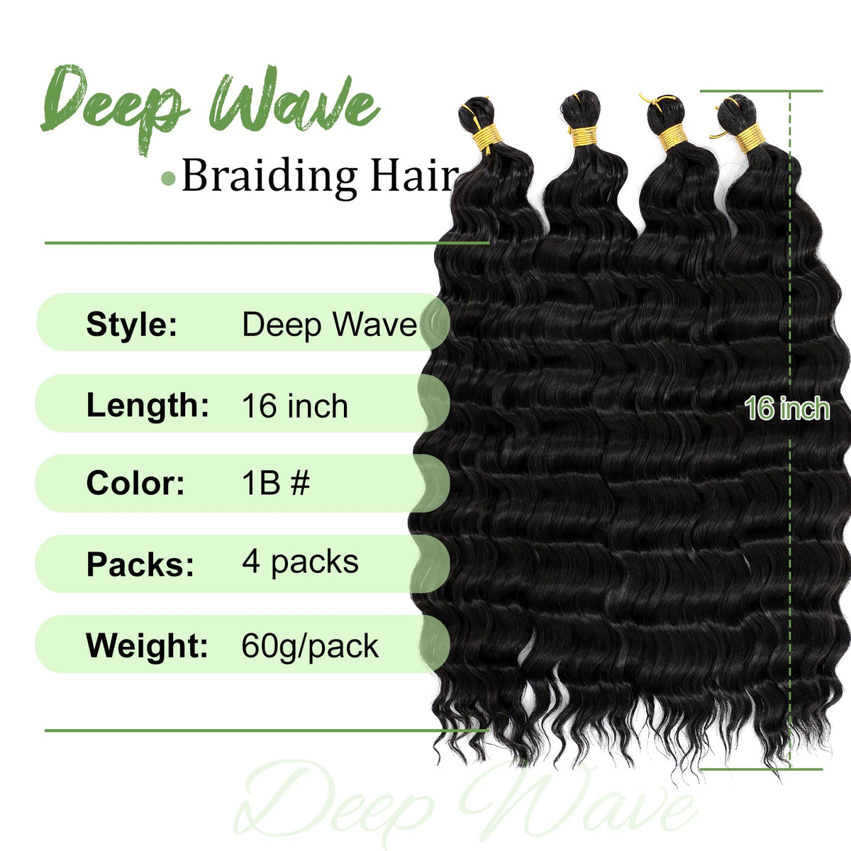 EERYA cheveux bouclés longs 16 pouces en paquet