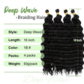 EERYA cheveux bouclés longs 16 pouces en paquet