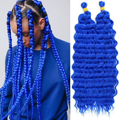 EERYA Cheveux Bouclés Longs 18 Pouces Bleu vue de face