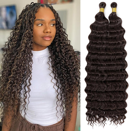 EERYA cheveux bouclés longs 18 pouces bruns foncés - vue de face