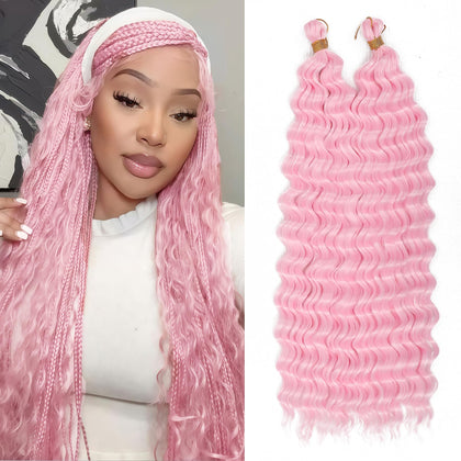 EERYA cheveux bouclés longs 18 pouces rose pâle vue de face