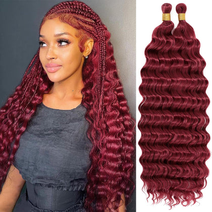 EERYA cheveux bouclés océan 18 pouces couleur rouge bordeaux vue avant