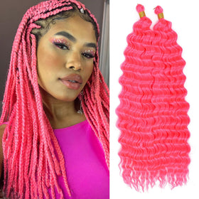 EERYA Cheveux Braiding 18 pouces bouclés rose foncé vue avant