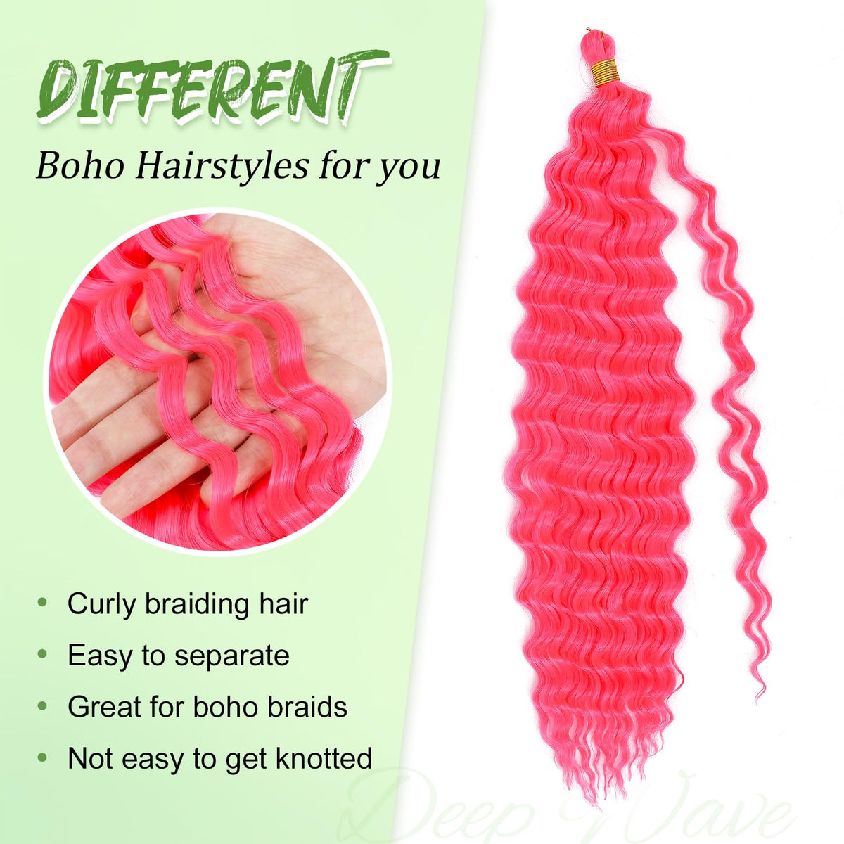 EERYA Cheveux Braiding 18 pouces en boucles océaniques