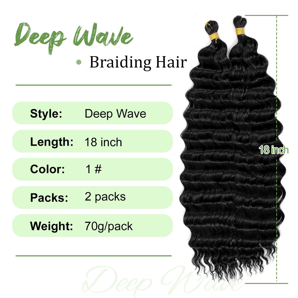 EERYA cheveux en vagues profondes 18 pouces paquet