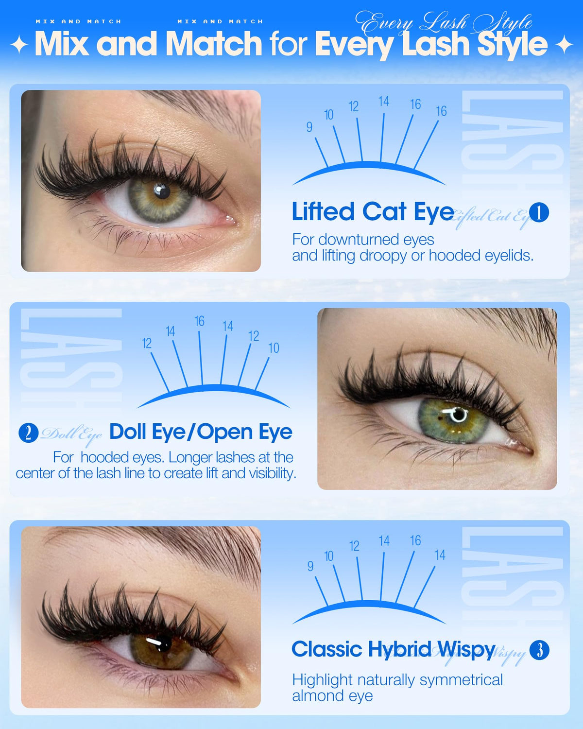 Effet brillant des cils en meches Delyneph
