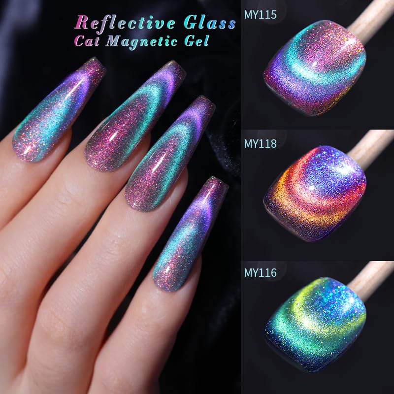 Effet chameleon visible sur les ongles avec vernis gel
