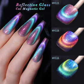 Effet chameleon visible sur les ongles avec vernis gel
