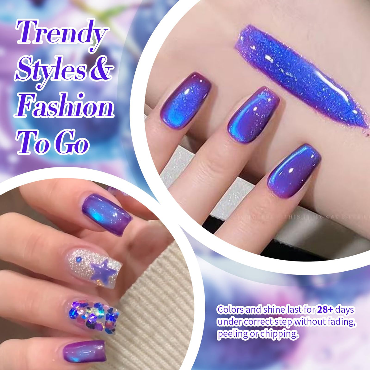 Effet scintillant du vernis gel magnétique Born Pretty sur ongles