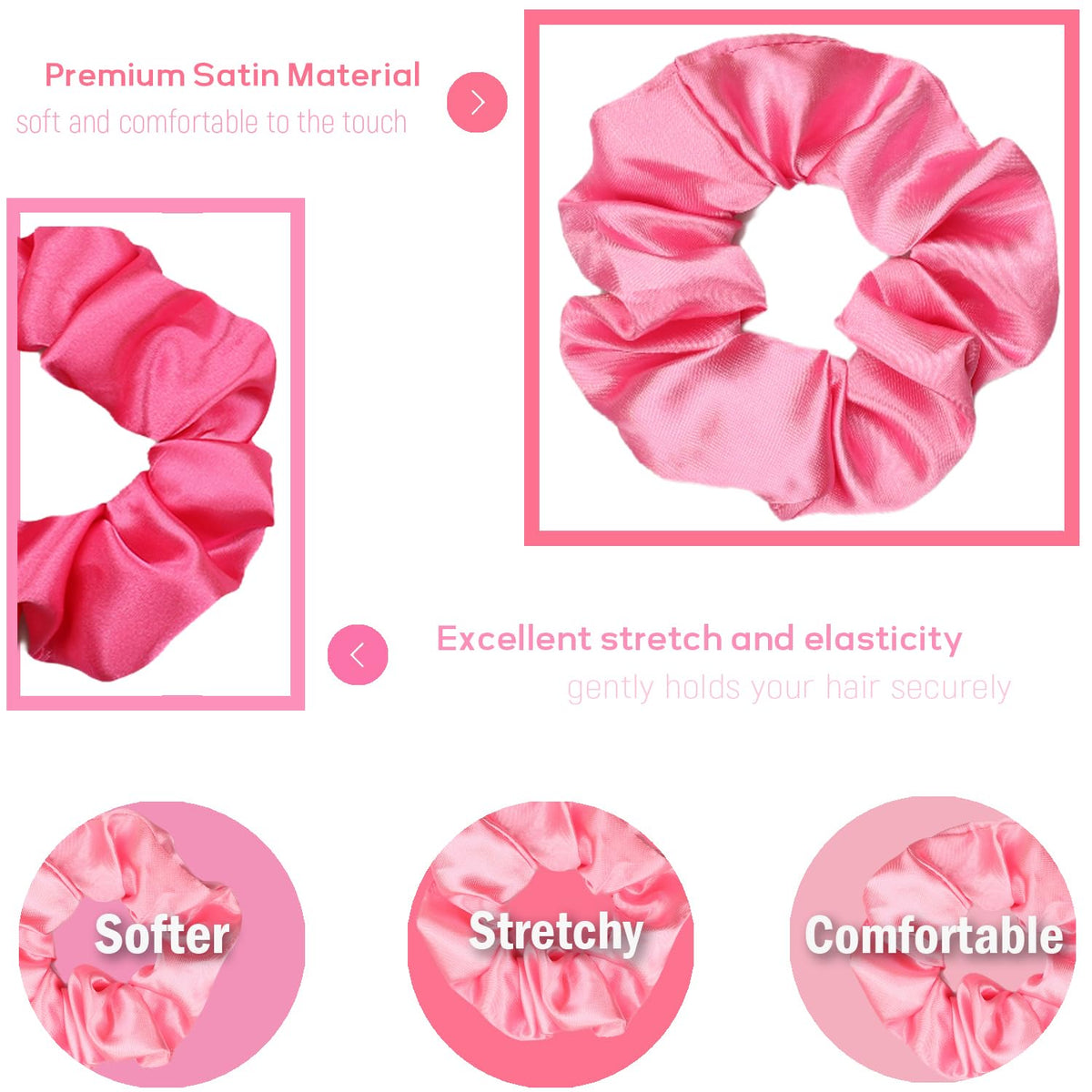 Élastique à cheveux satinés IVARYSS en rose clair, vue de près