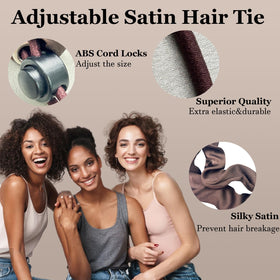 Élastiques à cheveux Bswox en satin, présentés avec des cheveux bouclés