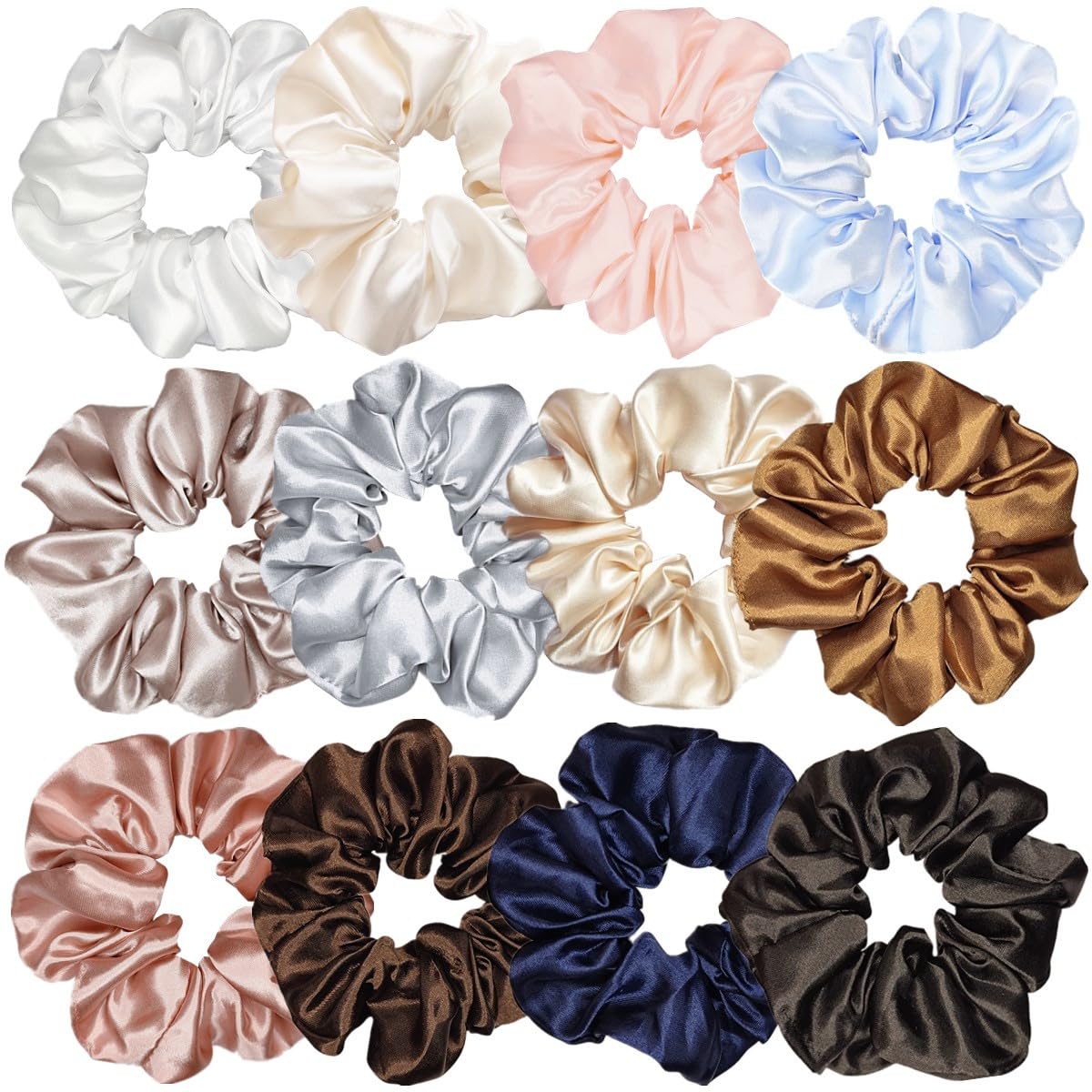 Élastiques à cheveux en satin soie Sufermoe, couleurs assorties