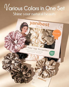 Élastiques à cheveux en satin YANIBEST, montrant leur élasticité