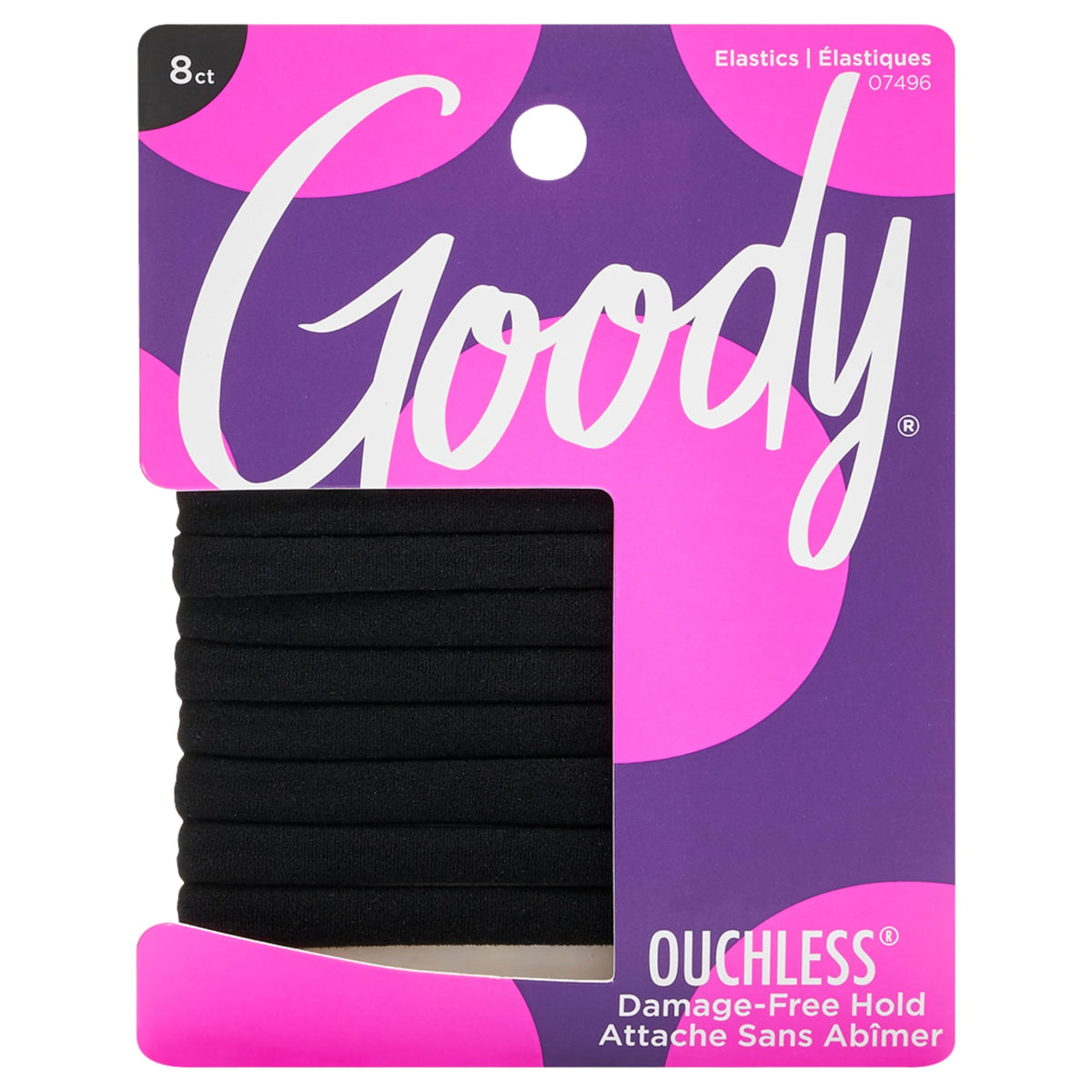 Élastiques à cheveux Goody Ouchless noir, paquet de 8