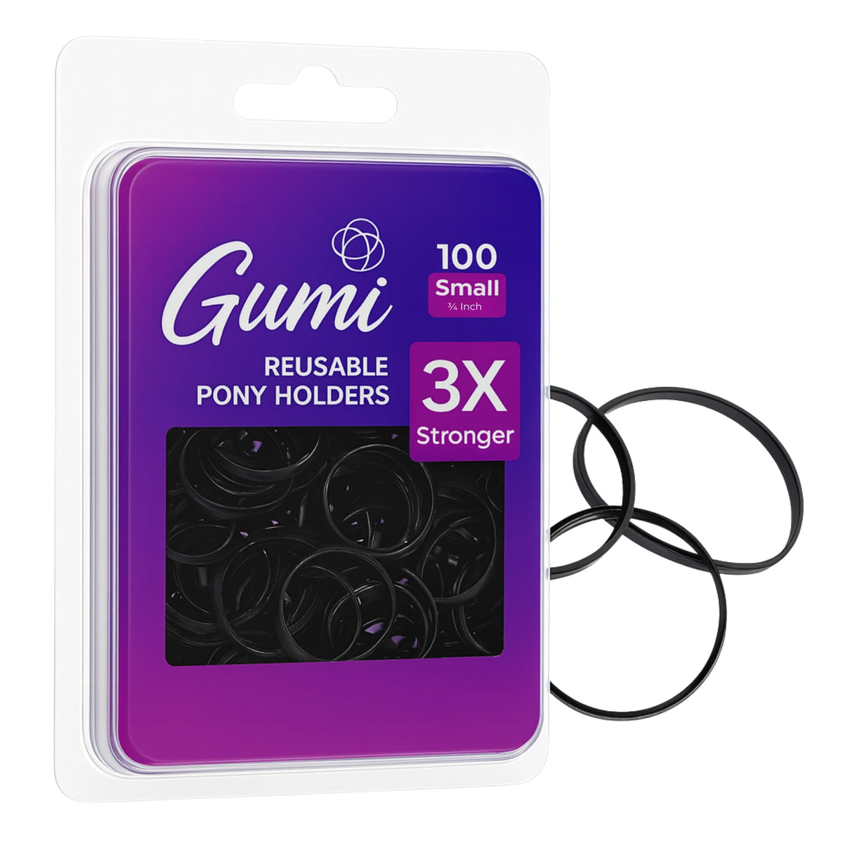 Élastiques à cheveux Gumi good noirs, vue de face