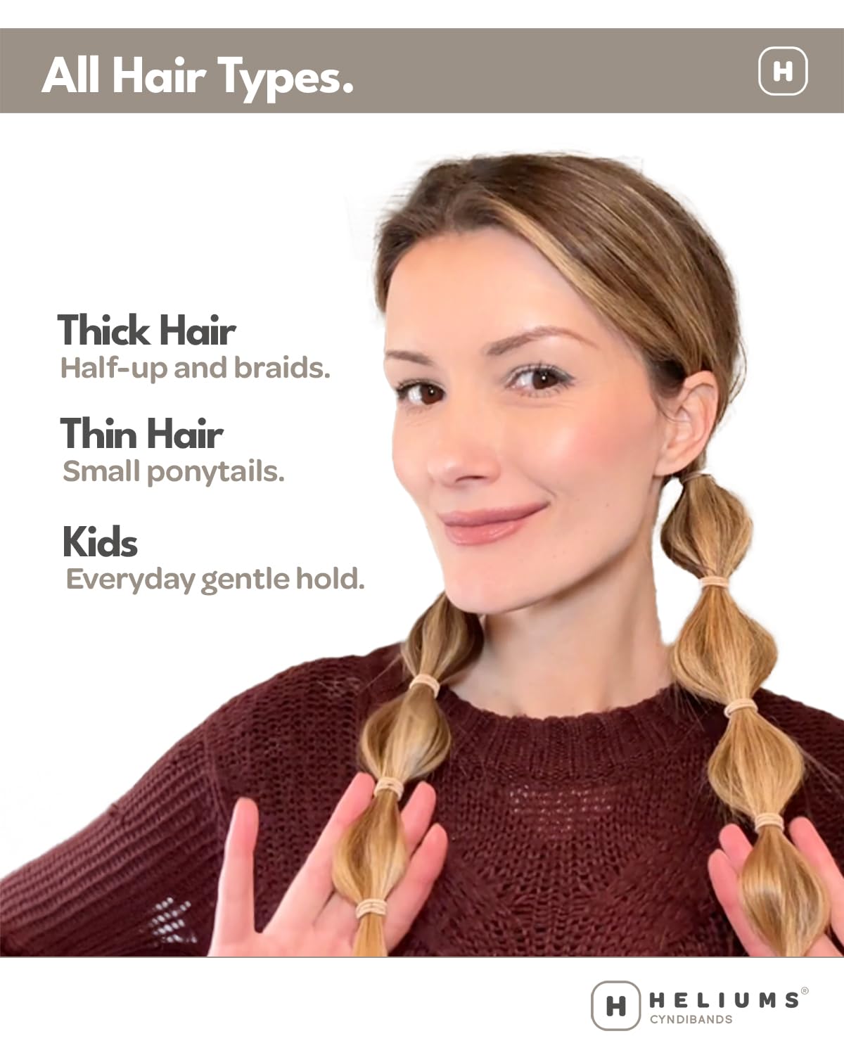 Élastiques à cheveux Heliums avec des cheveux en demi-queue