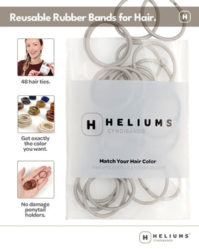 Élastiques à cheveux Heliums montrant leur élasticité
