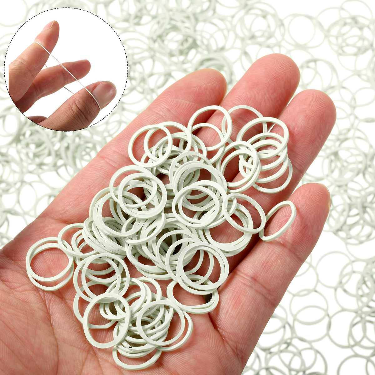 Élastiques à cheveux Hicarer mini gris blanc en utilisation